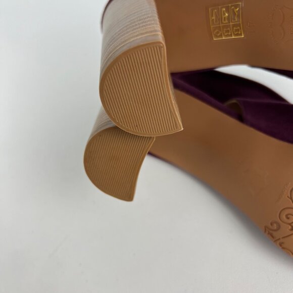 Brenda Zaro Womens Burgundy Suede Leather Peep Toe Block Heel Pumps size 10 10.5 - Picture 13 of 15